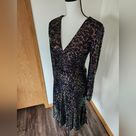 NWT Dress The Population Daphne Amber Elegant Multicolor Sequin Formal Dress - Picture 2 of 5